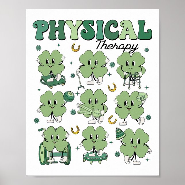Physical Therapy Pt Funny Shamrock St Patricks Day Poster (Front)