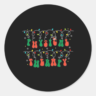 Physical Therapy Pt Santa Hat Christmas Lights Xma Classic Round Sticker