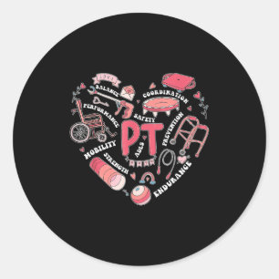 Physical Therapy Pt Valentine Heart Shape Physical Classic Round Sticker