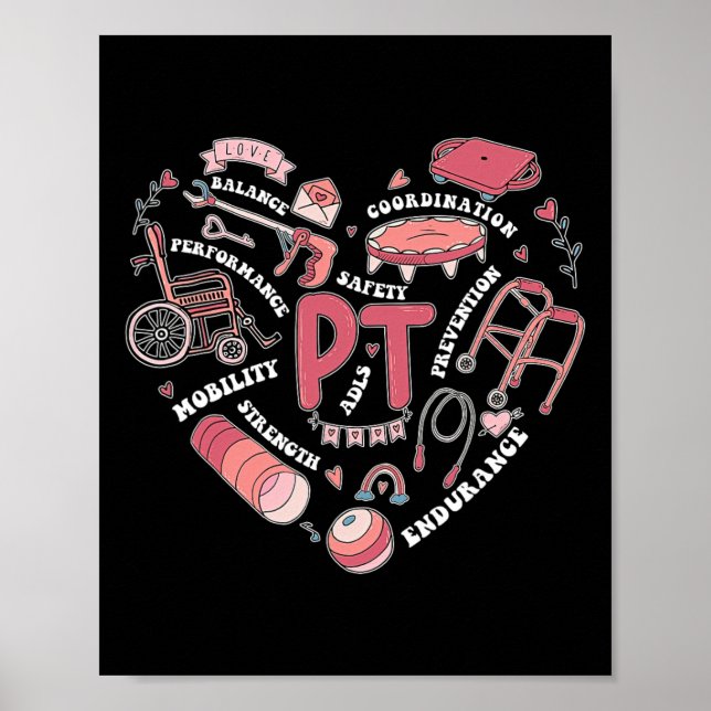 Physical Therapy Pt Valentine Heart Shape Physical Poster (Front)