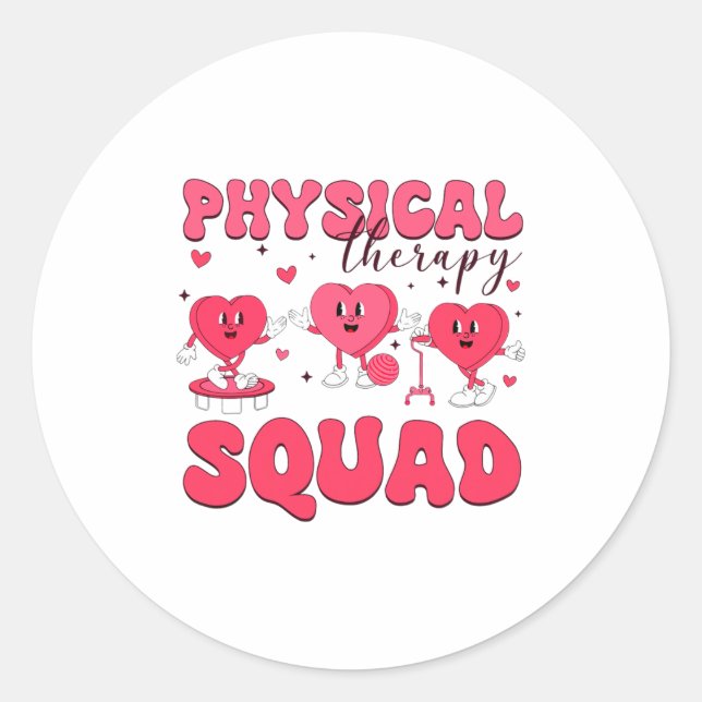 Physical Therapy Squad Valentines Day Pt Pta Vale  Classic Round Sticker (Front)