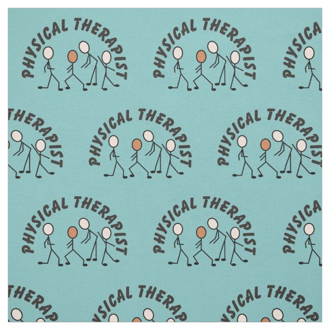 Physical Therapy Stick People Blue Fabric (Swatch)