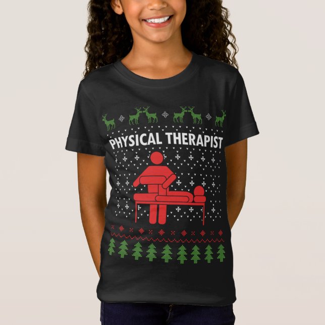 Physical Therapy Therapist Ugly Christmas T-Shirt (Front)