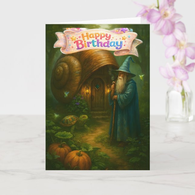 Physical wizard and snail house fairy card (Orchid)
