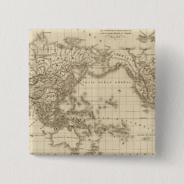 Physical world map 15 cm square badge (Front)