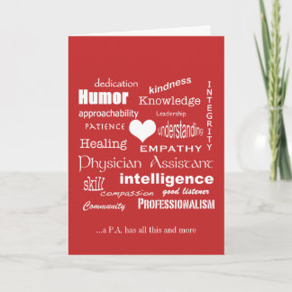 Physician Assistant Attributes/White Text Thank You Card
