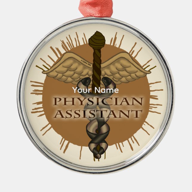 Physician Assistant Caduceus Metal Tree Decoration (Front)