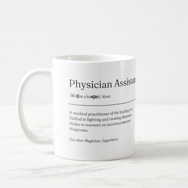 Physician Assistant Definition Funny Mug Gift (Left)