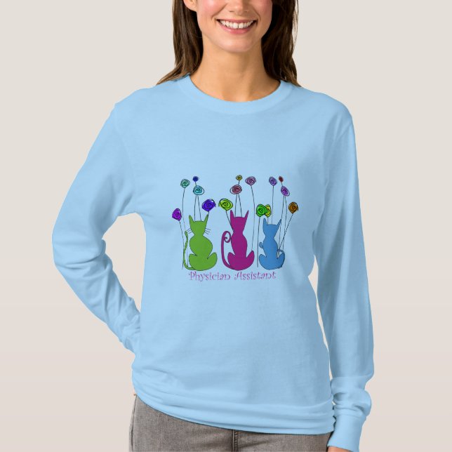 Physician Assistant Gifts Whimsical Cats Design T-Shirt (Front)