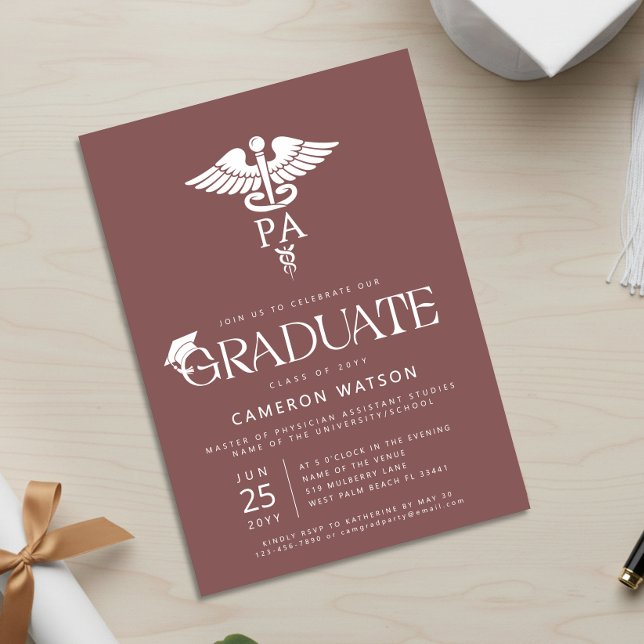 Physician Assistant Graduate PA School Graduation Invitation (Creator Uploaded)