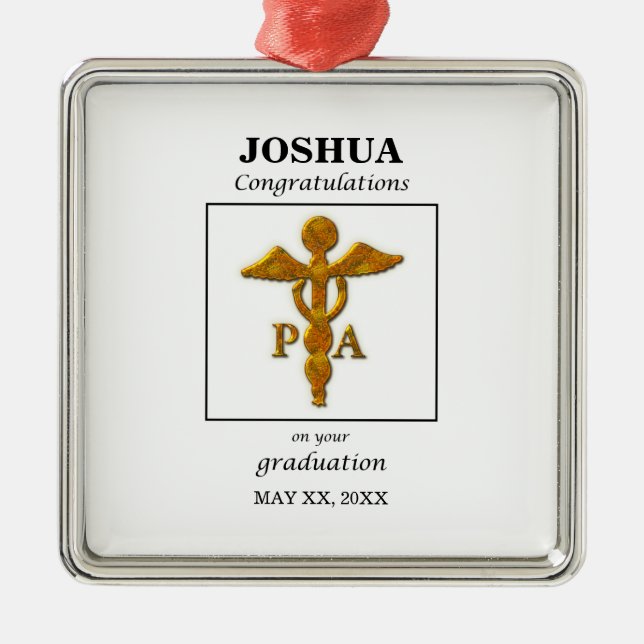 Physician Assistant Graduation Congratulations Metal Tree Decoration (Front)