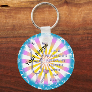 Physician Assistant Heart Rainbow  Key Ring