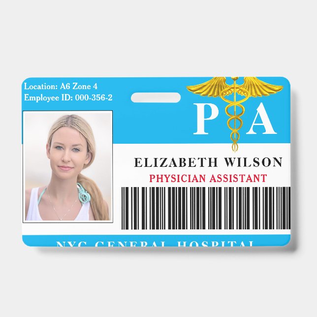 PHYSICIAN ASSISTANT | Hospital Employee Photo ID Badge (Front)