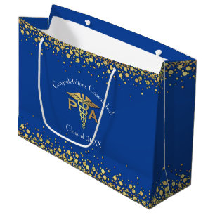 Physician Assistant PA Graduation Blue Gold Large Gift Bag