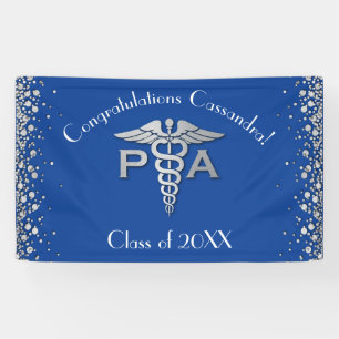 Physician Assistant PA Graduation Blue Silver Banner