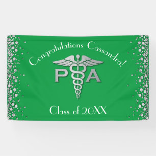 Physician Assistant PA Graduation Green Silver Banner