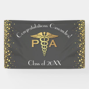 Physician Assistant PA Graduation Grey Gold Banner