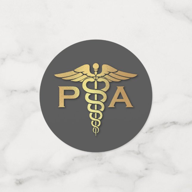 Physician Assistant PA Graduation Grey Gold Confetti (Small Front)