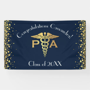 Physician Assistant PA Graduation Navy Blue Gold Banner