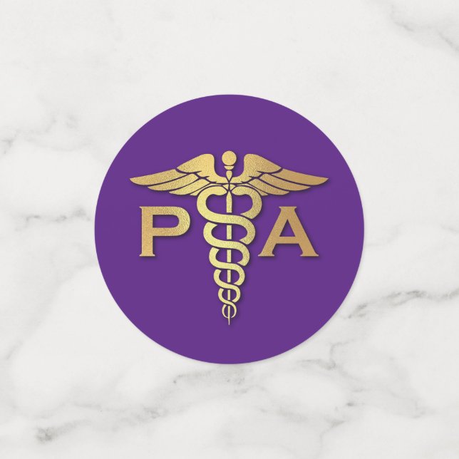 Physician Assistant PA Graduation Purple Gold Confetti (Small Front)
