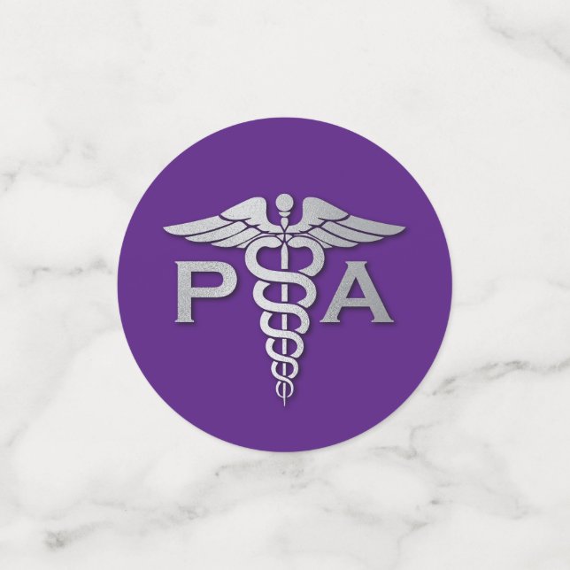 Physician Assistant PA Graduation Purple Silver Confetti (Small Front)