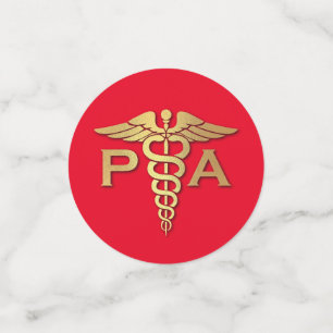 Physician Assistant PA Graduation Red Gold Confetti