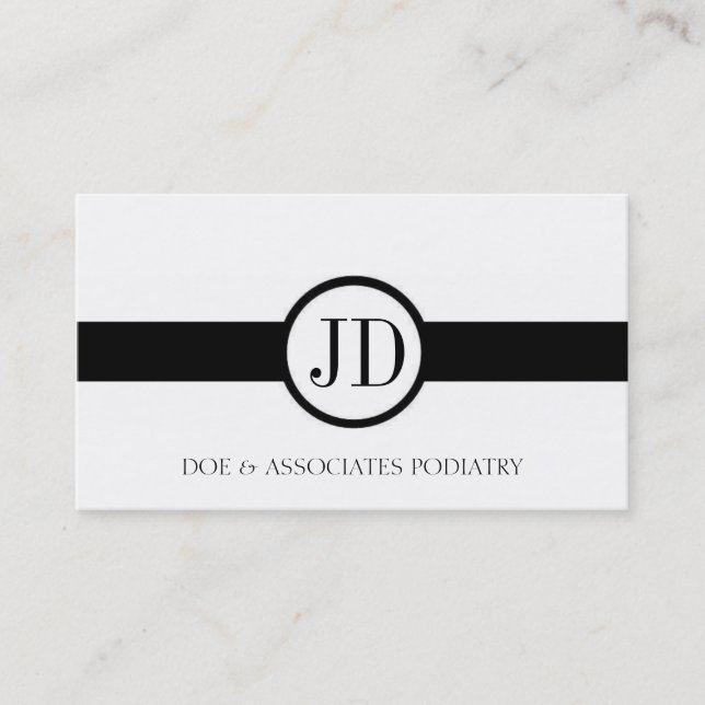 Physician Doctor MD Medical Ribbon Round Monogram Business Card (Front)