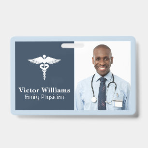 Physician Smiling   Medical Health Logo ID Badge