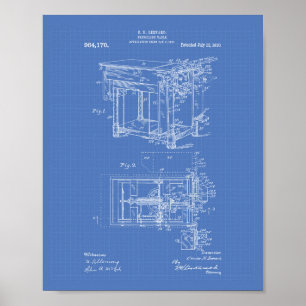 Physicians Table 1910 Patent Art Blueprint Poster