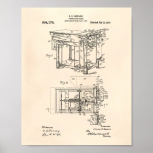 Physicians Table 1910 Patent Art Old Peper Poster