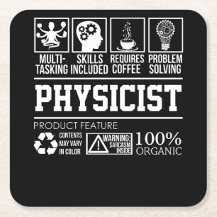 Physicist 100% Organic Square Paper Coaster