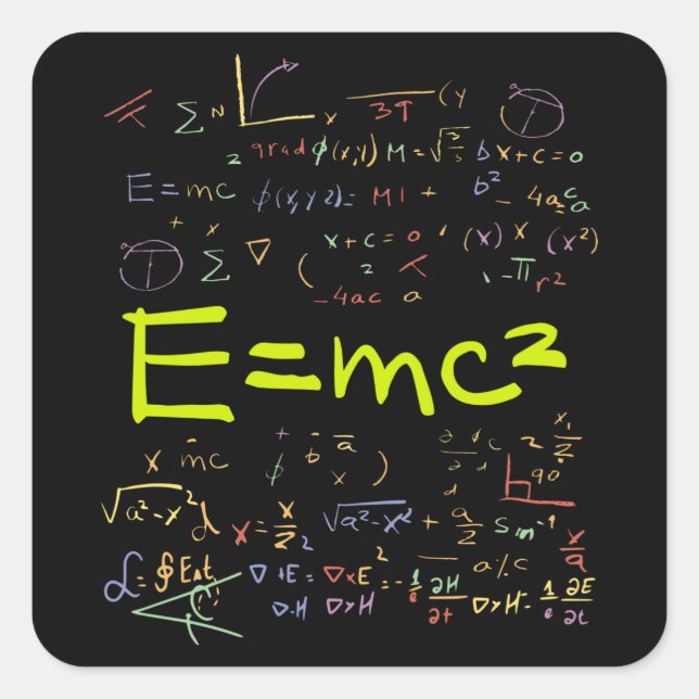 Physics and Math Formulas EMC2 Square Sticker (Front)