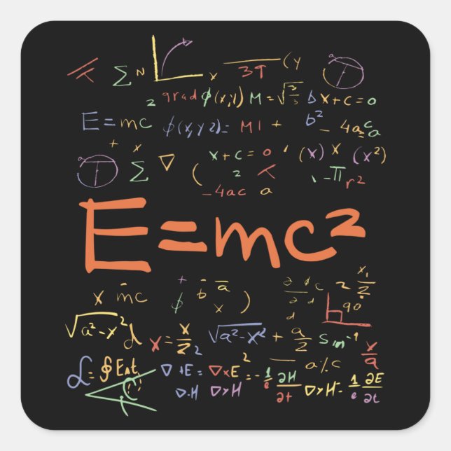Physics and Math Formulas EMC2 Square Sticker (Front)