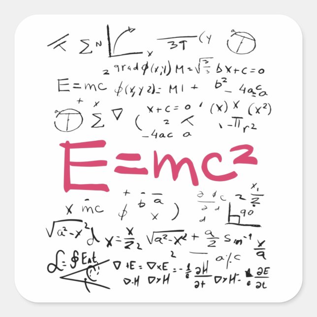 Physics and Math Formulas EMC2 Square Sticker (Front)