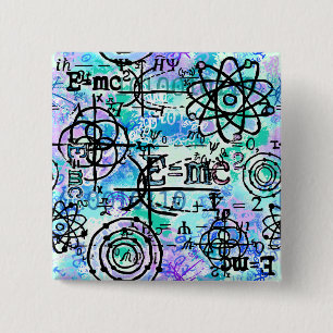 Physics and Math Symbols, Geek 15 Cm Square Badge