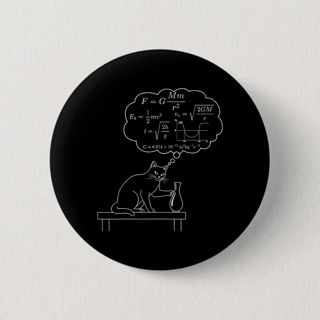 Physics Cat Gravity Equations Funny Cat Math 6 Cm Round Badge (Front)