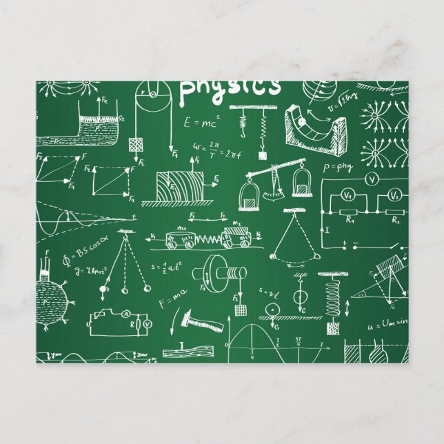 Physics Chalkboard Pattern Postcard (Front)