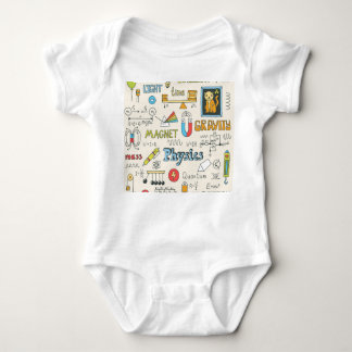 Physics concepts, hand-drawn vintage style. baby bodysuit