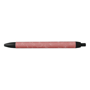 Physics diagram dusky pink  black ink pen