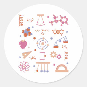Physics elements classic round sticker