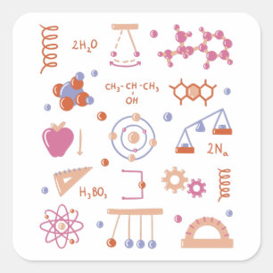 Physics elements square sticker