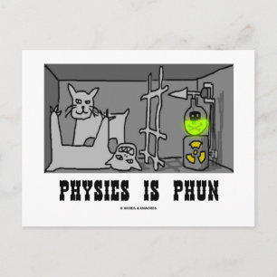 Physics Is Phun (Fun) (Schrödinger's Cat Thought) Postcard