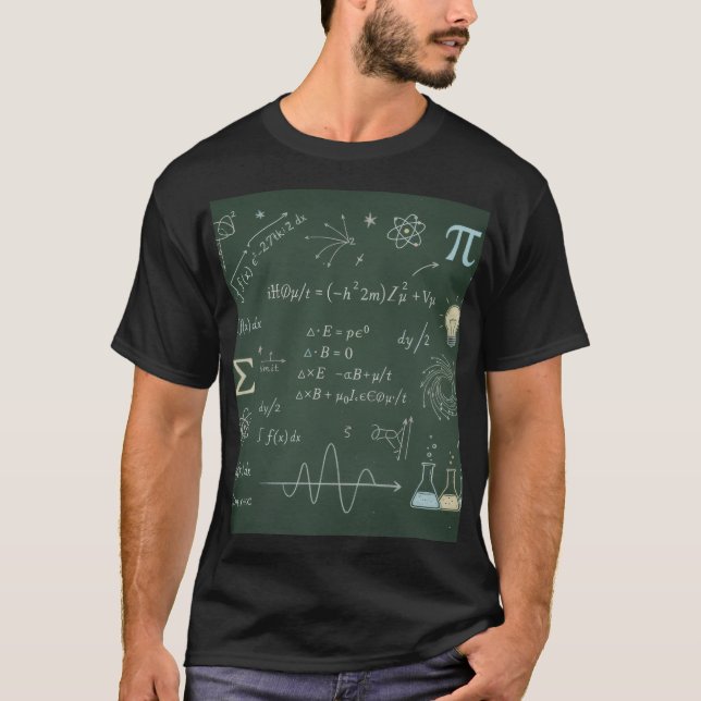 Physics Math Chalkboard Equations T-Shirt STEM (Front)