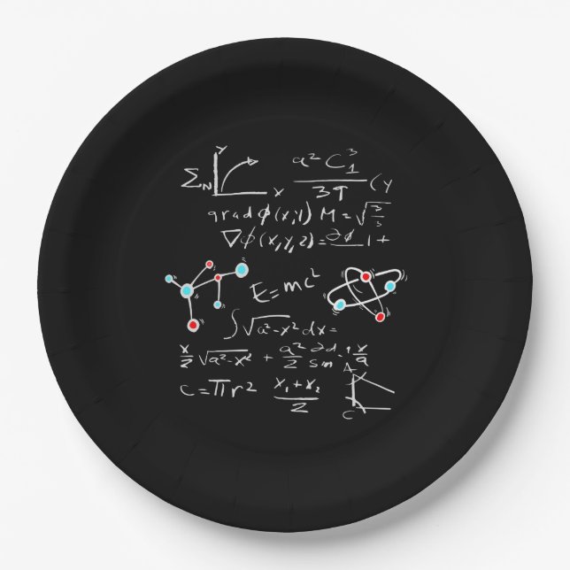Physics Math Formula Teacher Student Atoms and Mol Paper Plate (Front)