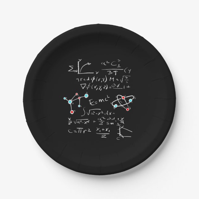 Physics Math Formula Teacher Student Atoms and Mol Paper Plate (Front)