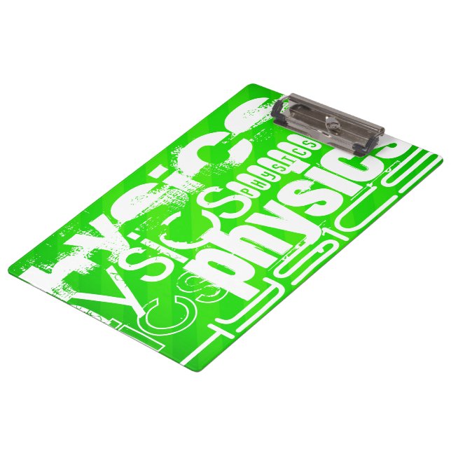 Physics; Neon Green Stripes Clipboard (Angled)