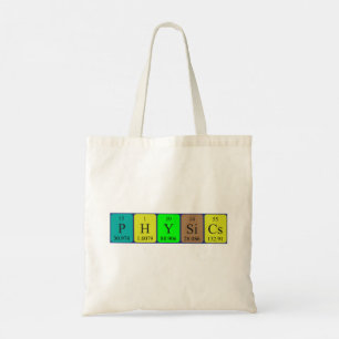 Physics periodic table name tote bag