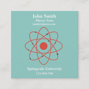 Physics teacher physics science tutor square business card