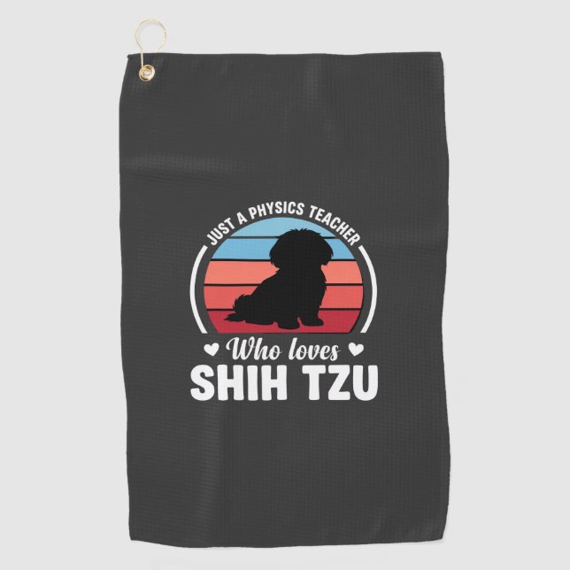 Physics Teacher Shih Tzu Dog Lover Golf Towel (Front)