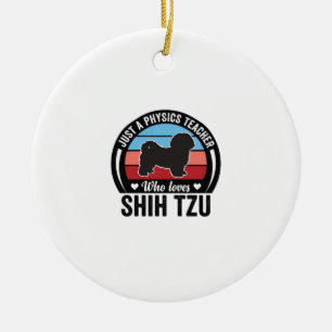 Physics Teacher Shih Tzu Vintage Dog Shirt Design_ Ceramic Tree Decoration